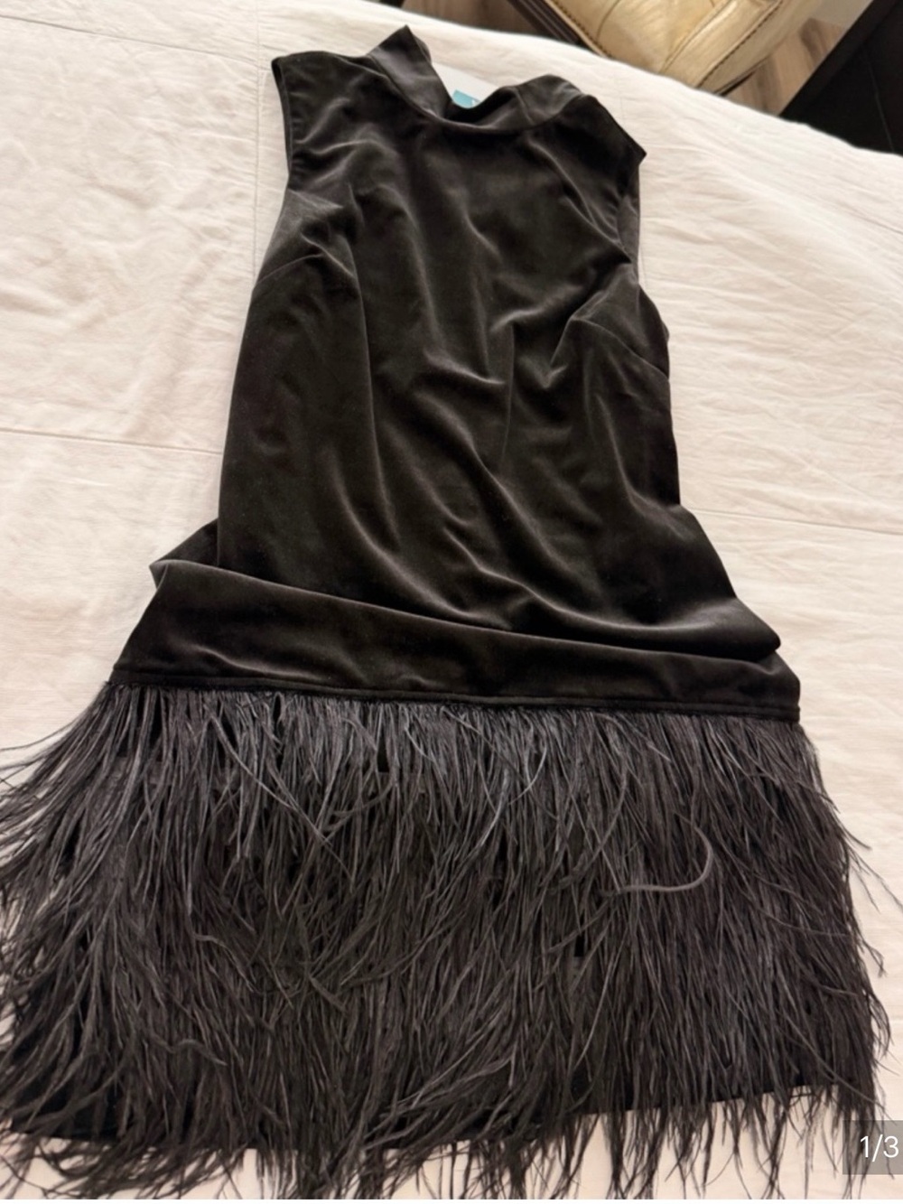Tyler Boe Black Velvet Fringe Sheath Dress